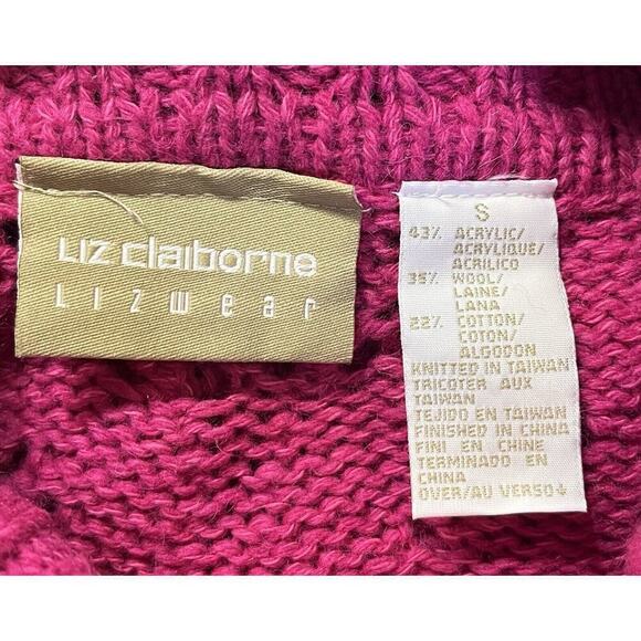 Liz Claiborne Wool Blend Open Hand Knit Sweater Jumper Pink Long Sleeve Size S - Picture 6 of 7